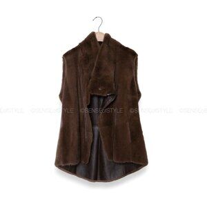 Brunello Cucinelli Mink Brow Jacket Coat Vest Reversible Leather Size M